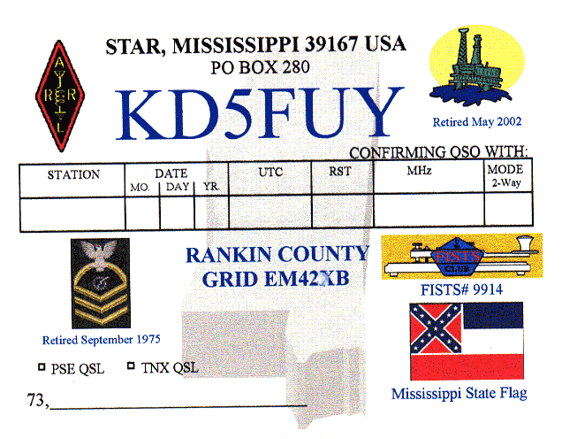 jimmie myers ARRL QSO Card Content Side