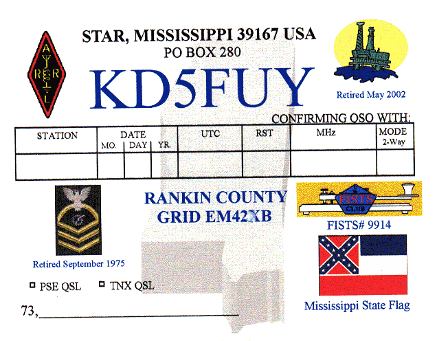 Jimmie Myers ARRL QSO Card Content Side jimmie myers ARRL QSO Card Content Side